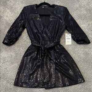 ZARA sequin belted mini dress